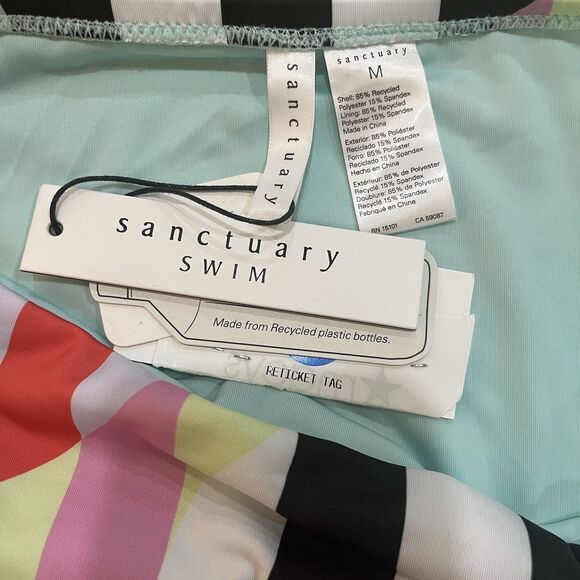 NWT Sanctuary Multicolor High Rise Bikini Swim Bottoms Size Medium - Picture 4 of 4